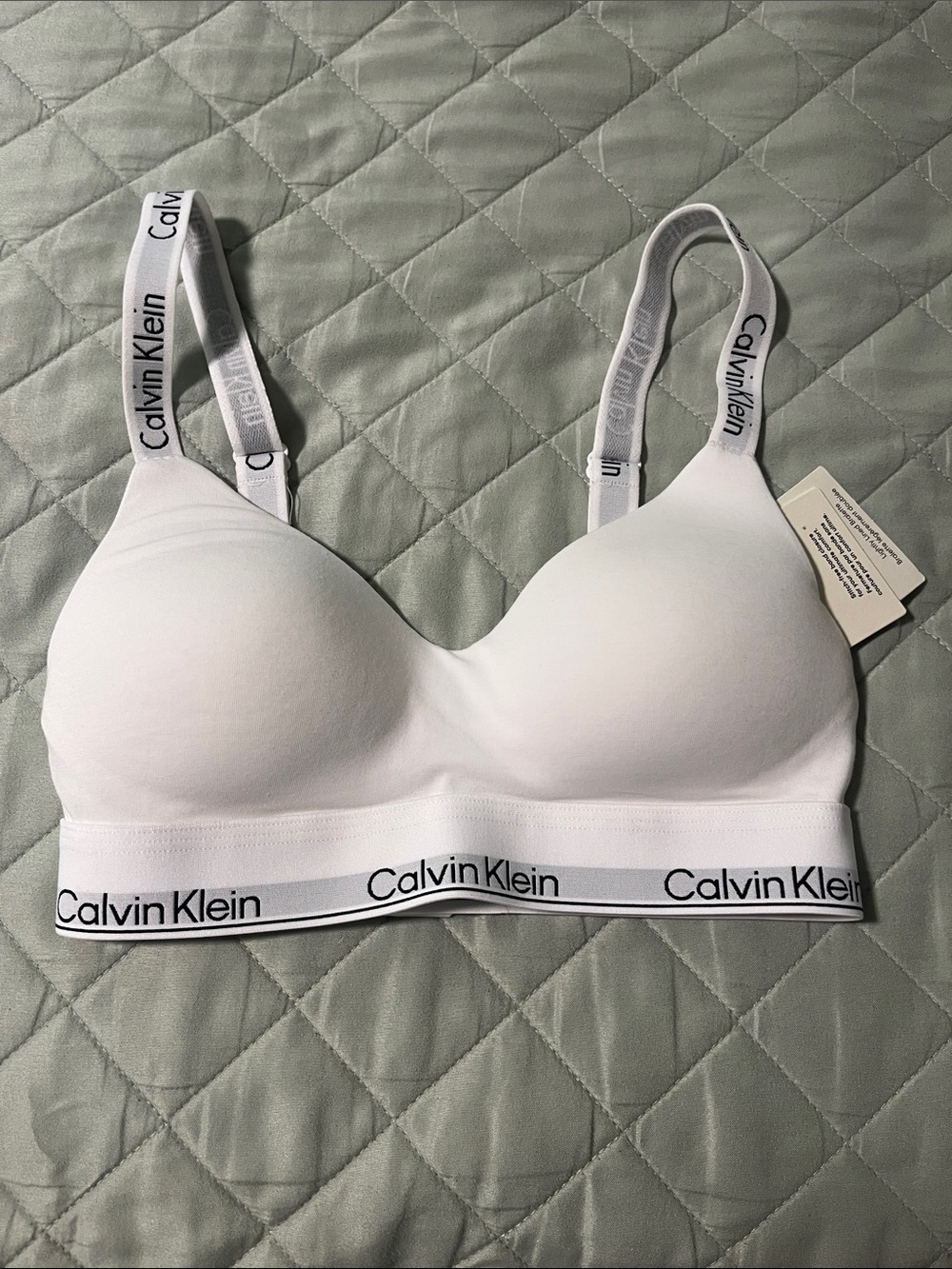 Calvin Klein White Logo Elastic Lightly Lined Bralette